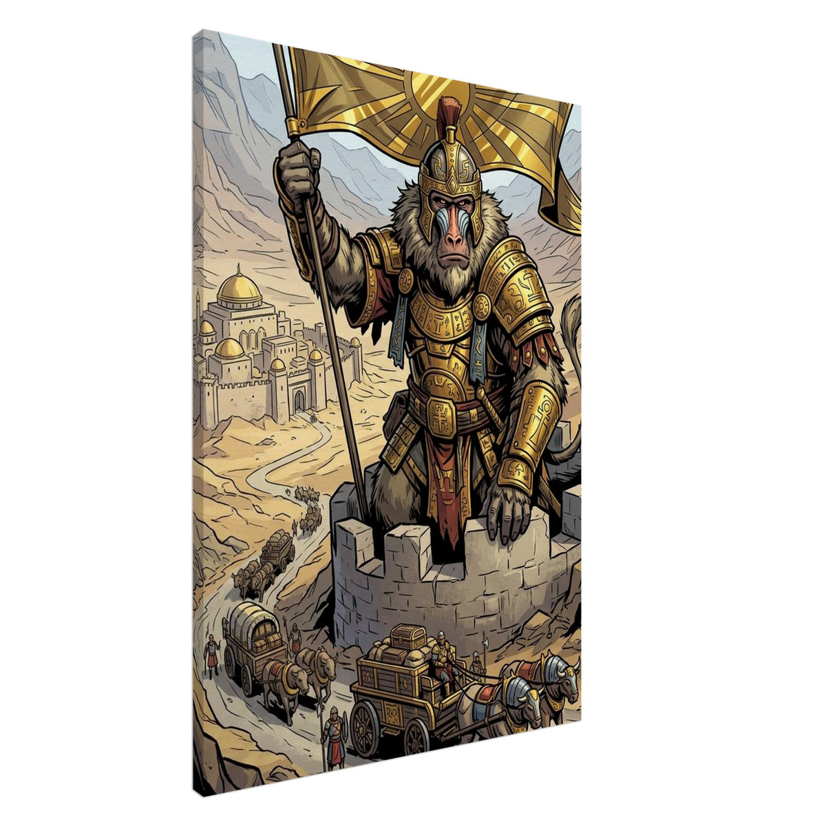 Baboon Fortress Mint Commander | Canvas 70×100 cm (28×40 in) – Portrait — product image 1