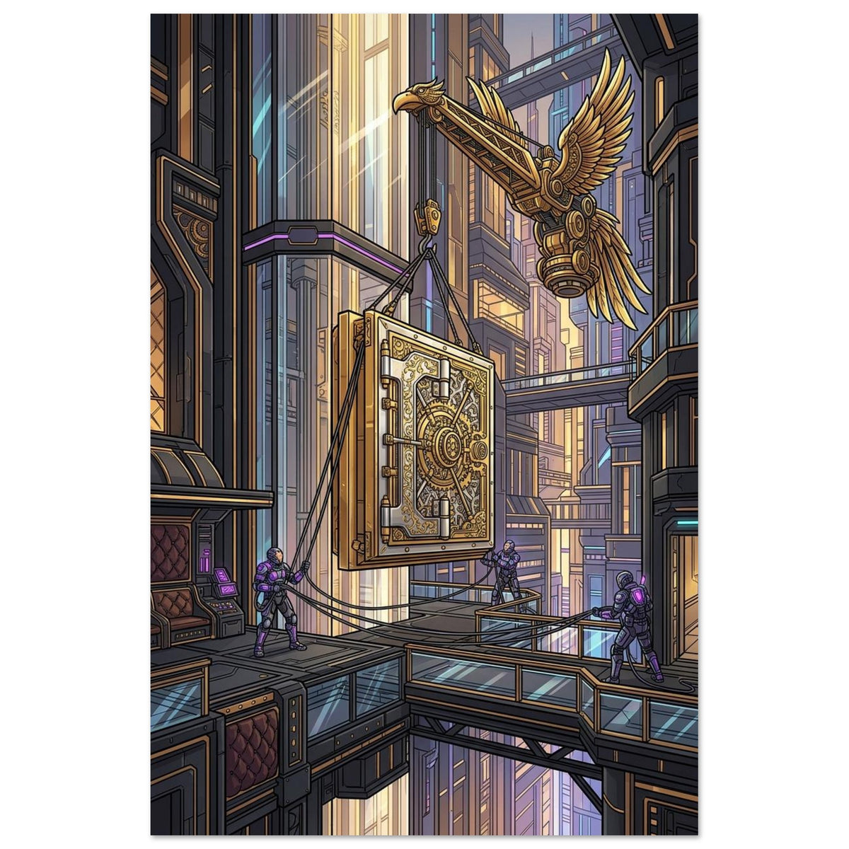 Golden Crane Vault Architect | Foam 50×75 cm (20×30 in) – Portrait — Foam Wall Art — product image 1