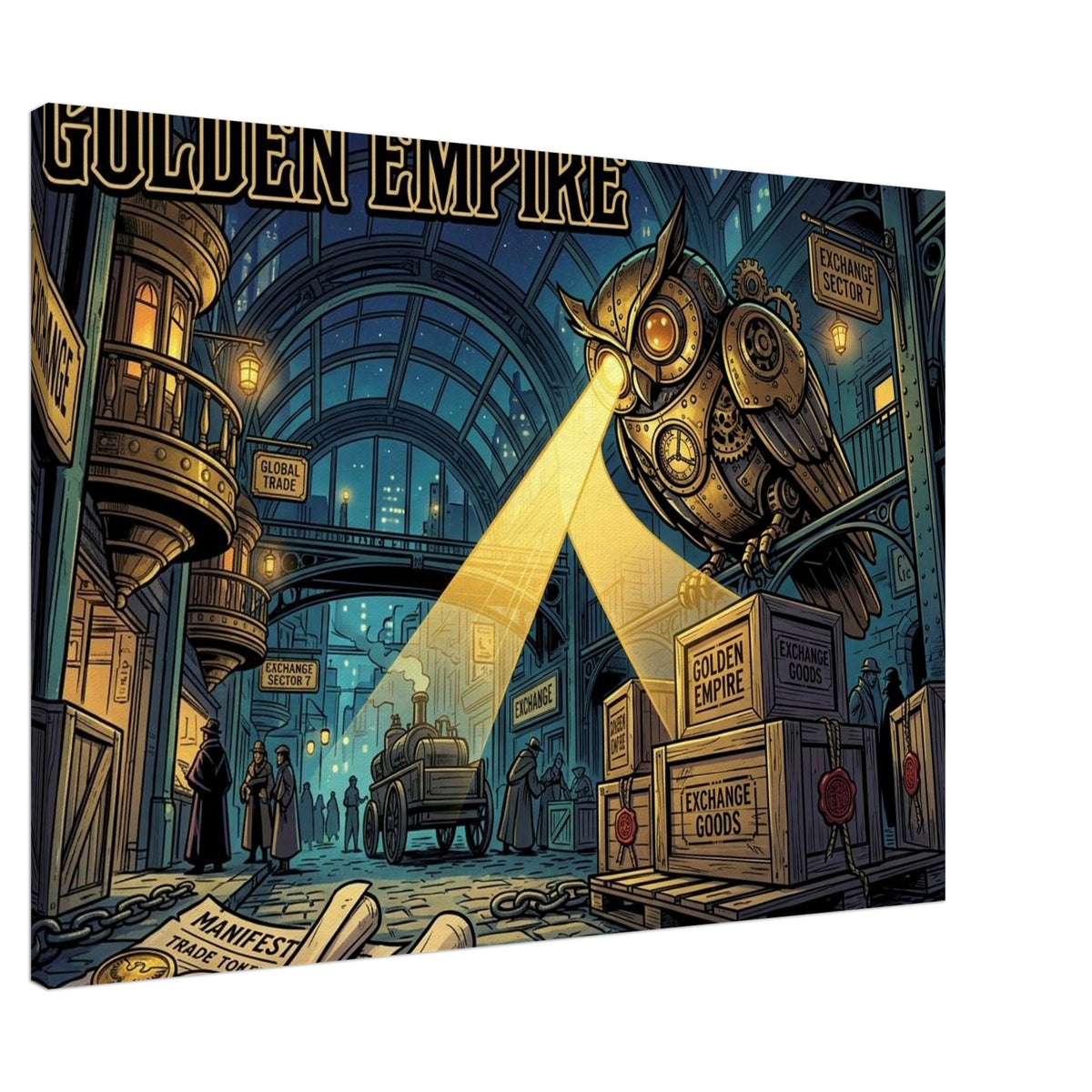 Mechanical Owl Night Exchange Auditor | Canvas 70×100 cm (28×40 in) – Landscape — product image 1