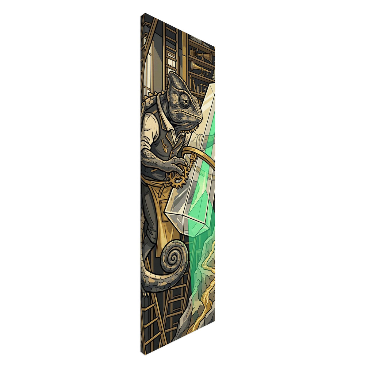 Golden Vault Elevator | Canvas 30×100 cm (12×40 in) – Portrait — product image 1