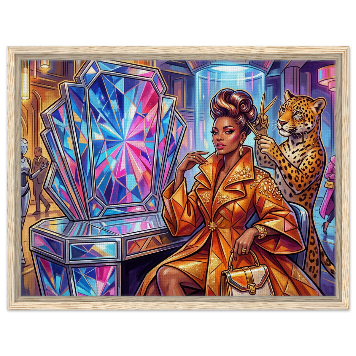 Chrome Mirror Salon | Framed Canvas 45×60 cm (18×24 in) – Landscape — product image 1