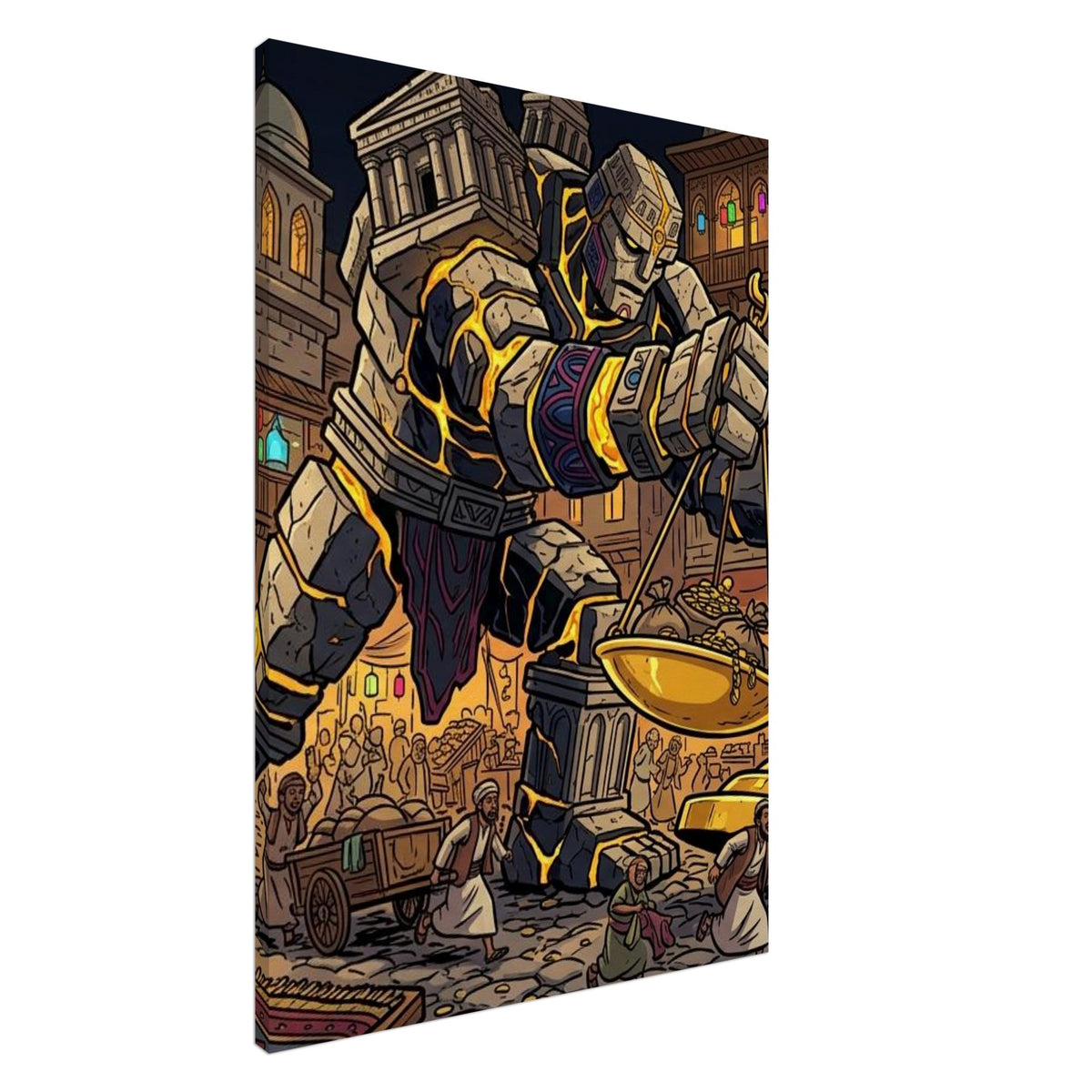 Stone Golem Gold Trade Scale | Canvas 70×100 cm (28×40 in) – Portrait — product image 1