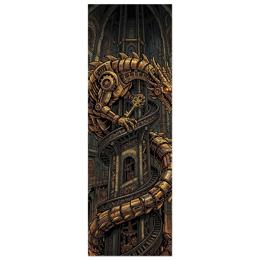 Clockwork Dragon Treasury Elevator Guardian | Aluminium 30×90 cm (12×36 in) – Portrait — product image 1