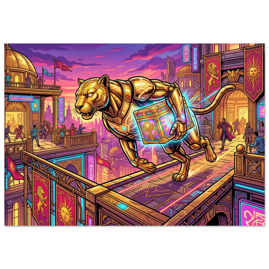 Golden Vault Courier | Aluminium 70×100 cm (28×40 in) – Landscape — product image 1