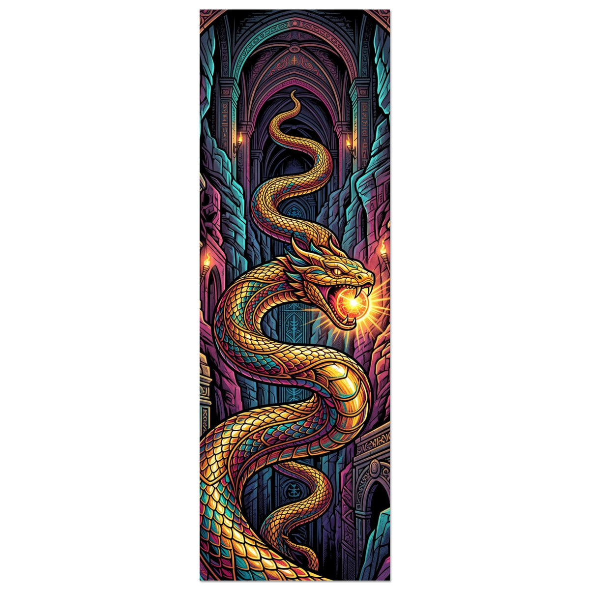 Golden Vault Serpent | Aluminium 30×90 cm (12×36 in) – Portrait — product image 1