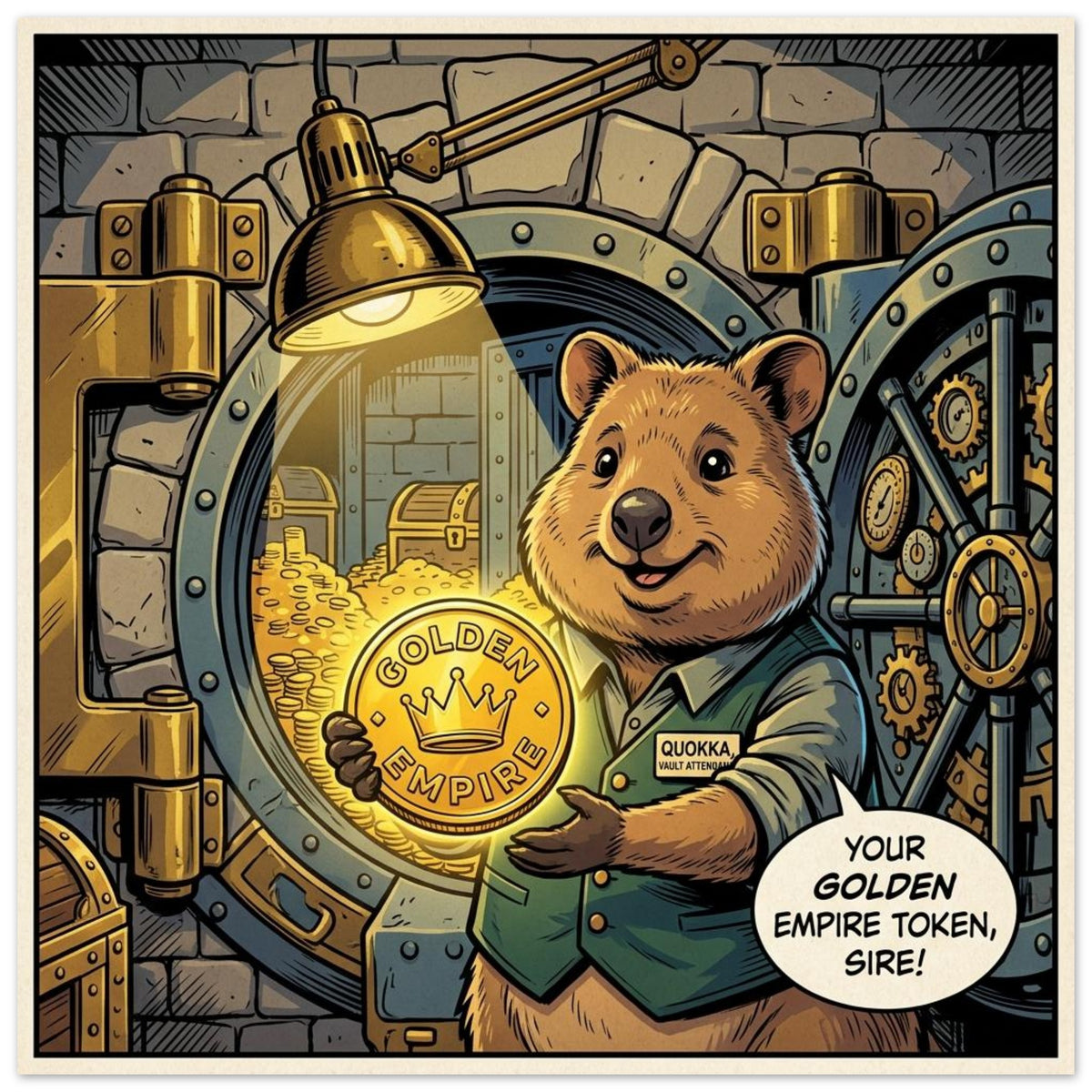 Quokka Gold Token Attendant | Foam 30×30 cm (12×12 in) – Square — product image 1