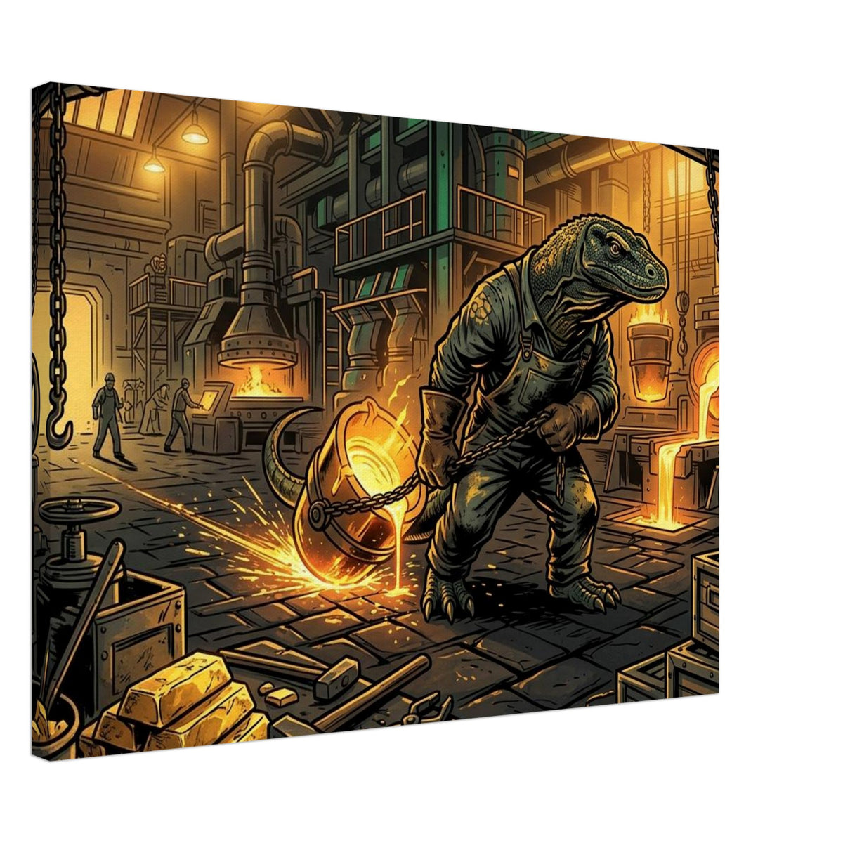 Komodo Dragon Precious-Metal Refinery Foreman | Canvas 50×70 cm (20×28 in) – Landscape — product image 1