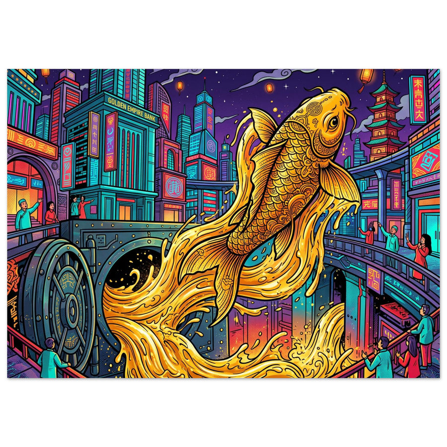 Golden Koi | Aluminium 50×70 cm (20×28 in) – Landscape — product image 1