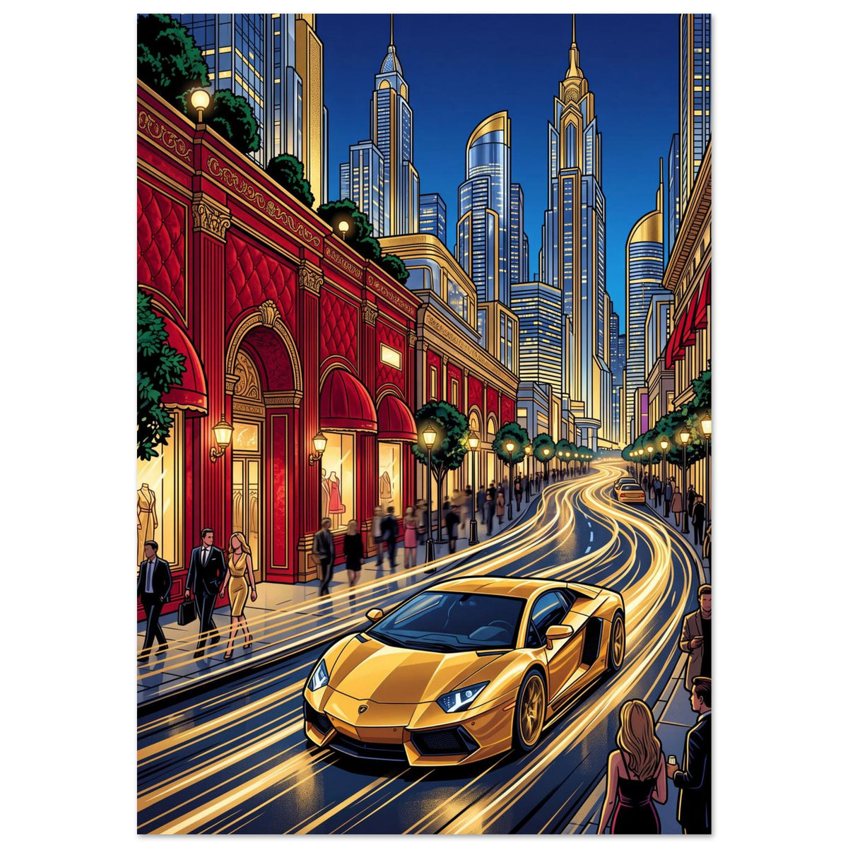 Golden Boulevard | Premium Matte Poster 70×100 cm (28×40 in) – Portrait — product image 1