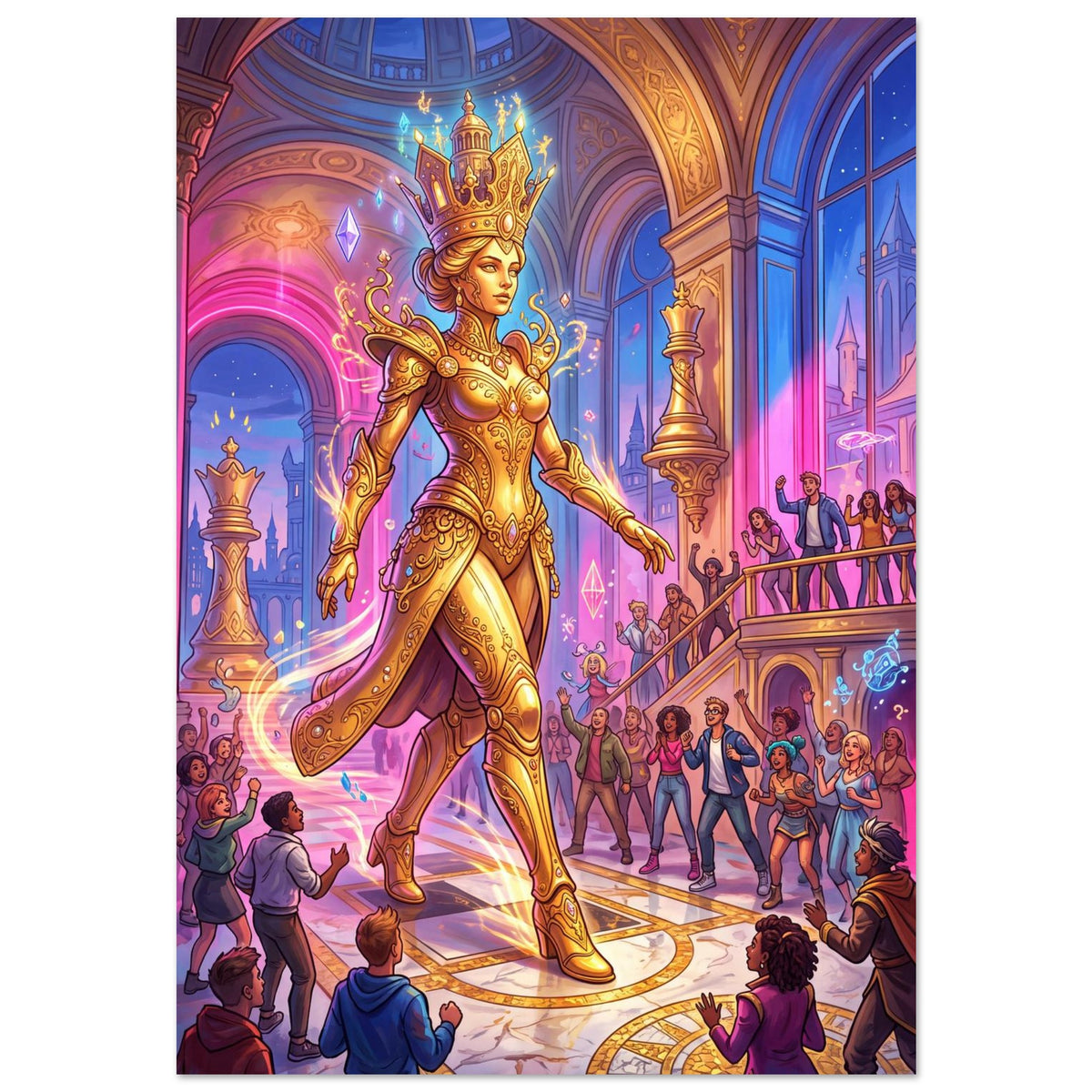 The Golden Queen – Monumental Chess Gallery | Premium Matte Poster 70×100 cm (28×40 in) – Portrait — product image 1