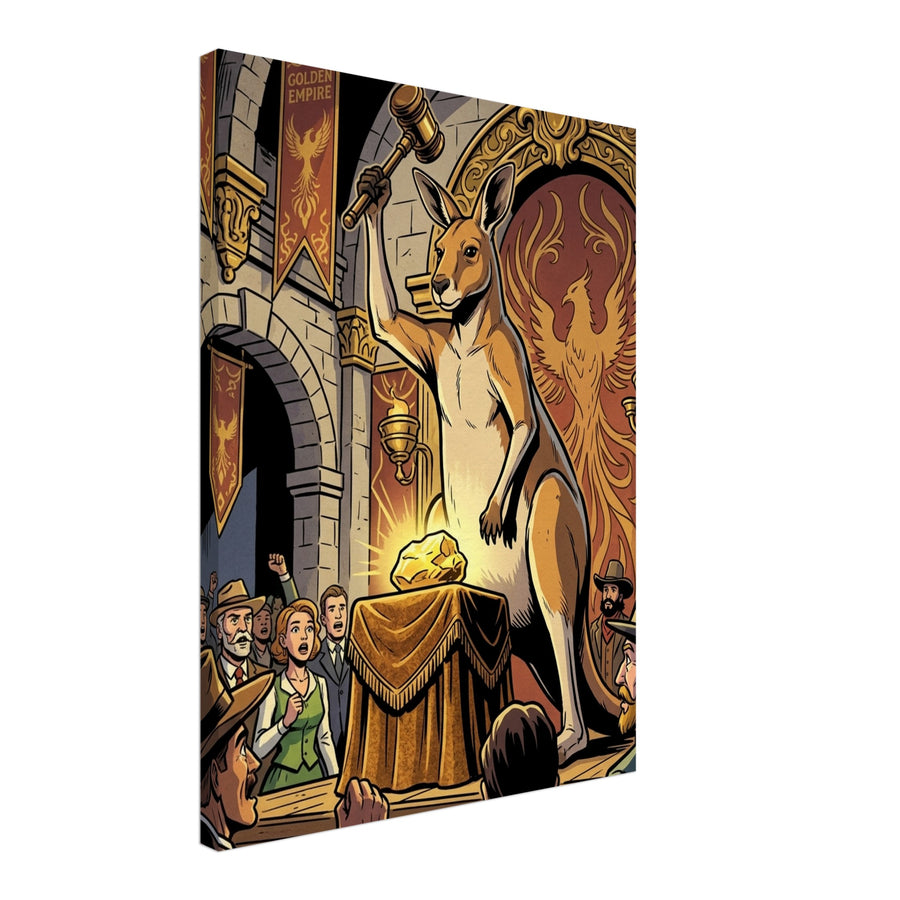 Kangaroo Frontier Gold-Market Auctioneer | Canvas 45×60 cm (18×24 in) – Portrait — product image 1