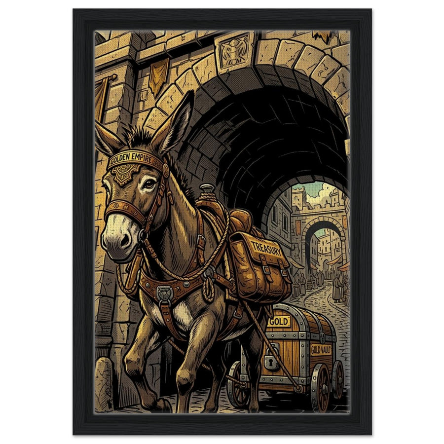 Donkey Caravan Treasurer | Framed Canvas 30×45 cm (12×18 in) – Portrait — product image 1
