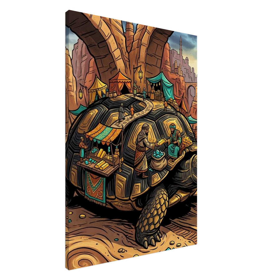 Desert Tortoise Traveling Gold Exchange | Canvas 70×100 cm (28×40 in) – Portrait — Canvas Wall Art — product image 1