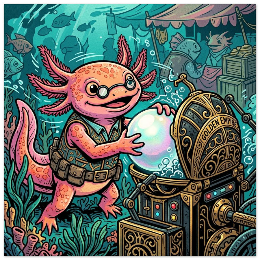 Axolotl Underwater Pearl Broker | Foam 40×40 cm (16×16 in) – Square — product image 1