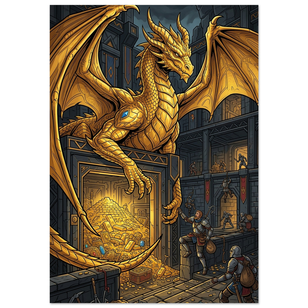 Golden Dragon Sovereign Treasury Guardian | Premium Matte Poster 70×100 cm (28×40 in) – Portrait — product image 1