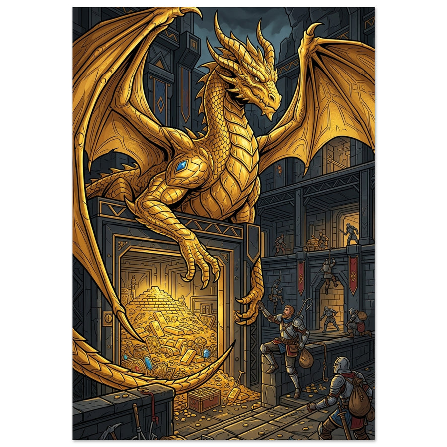 Golden Dragon Sovereign Treasury Guardian | Premium Matte Poster 70×100 cm (28×40 in) – Portrait — product image 1
