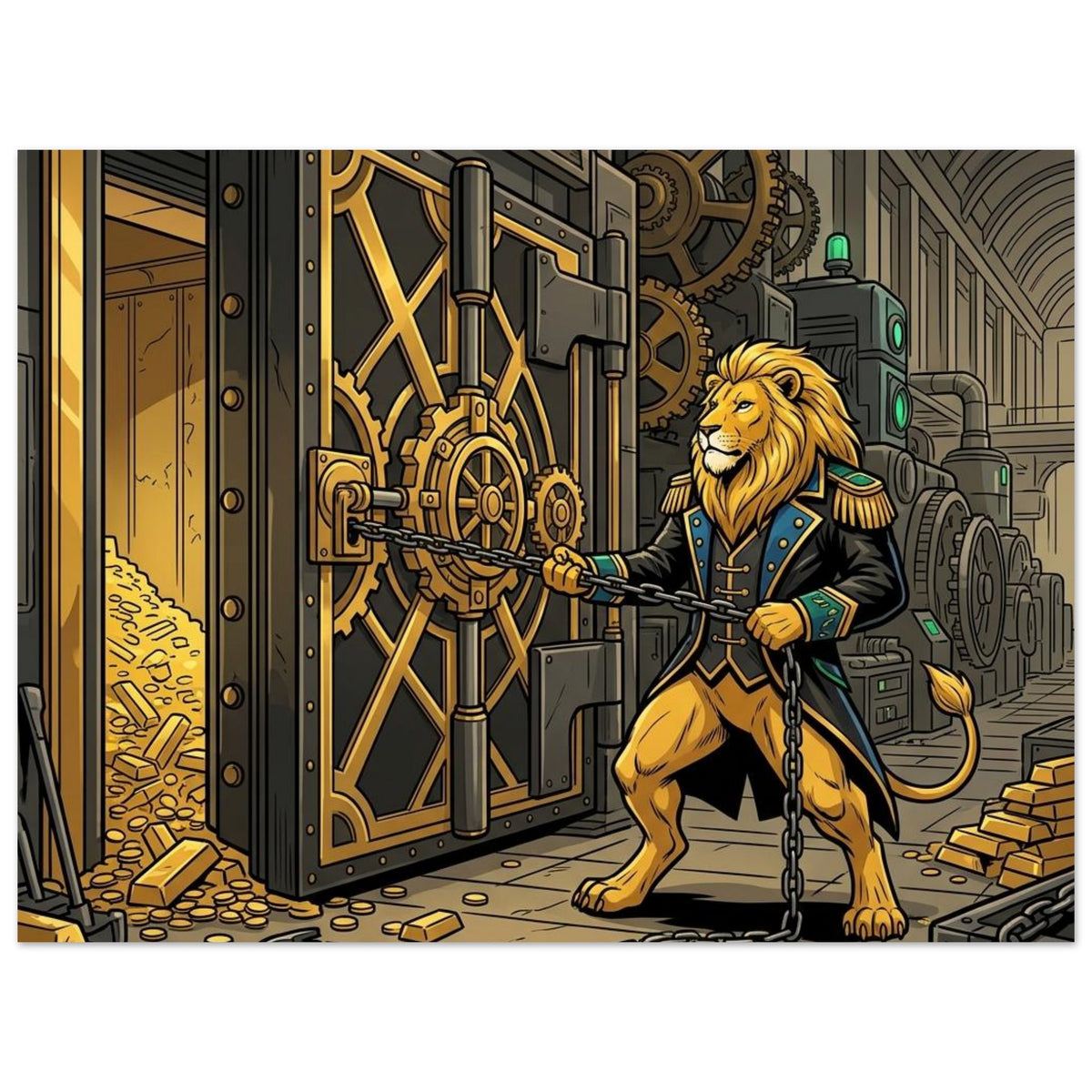 Golden Lion Financial Commander | Foam 60×80 cm (24×32 in) – Landscape — Foam Wall Art — product image 1