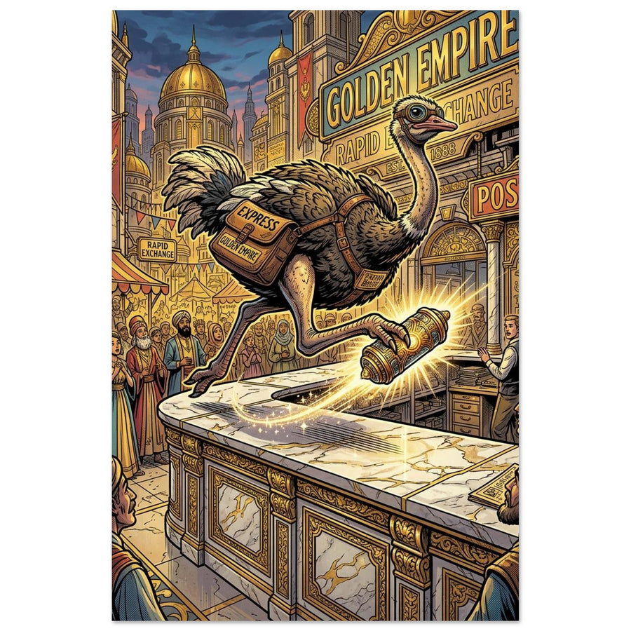 Ostrich Rapid Exchange Courier | Aluminium 40×60 cm (16×24 in) – Portrait — product image 1