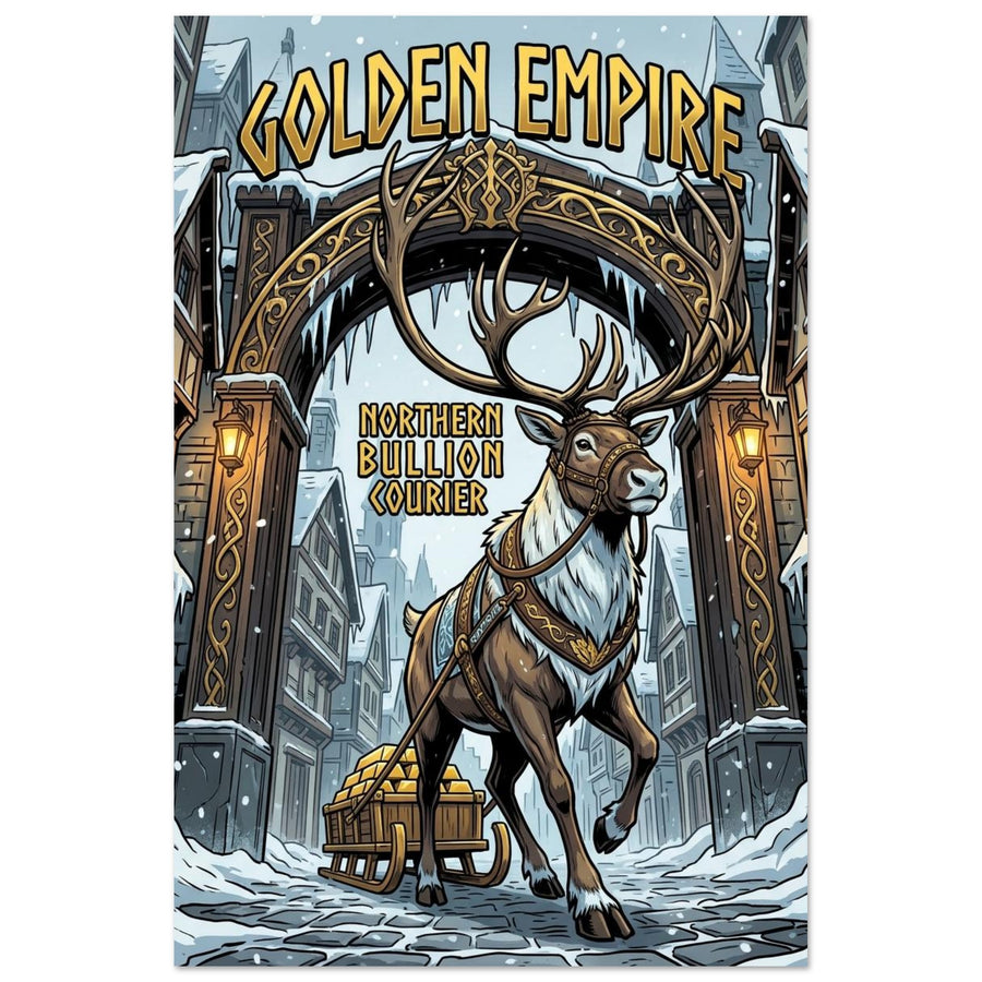 Reindeer Northern Bullion Courier | Aluminium 40×60 cm (16×24 in) – Portrait — product image 1