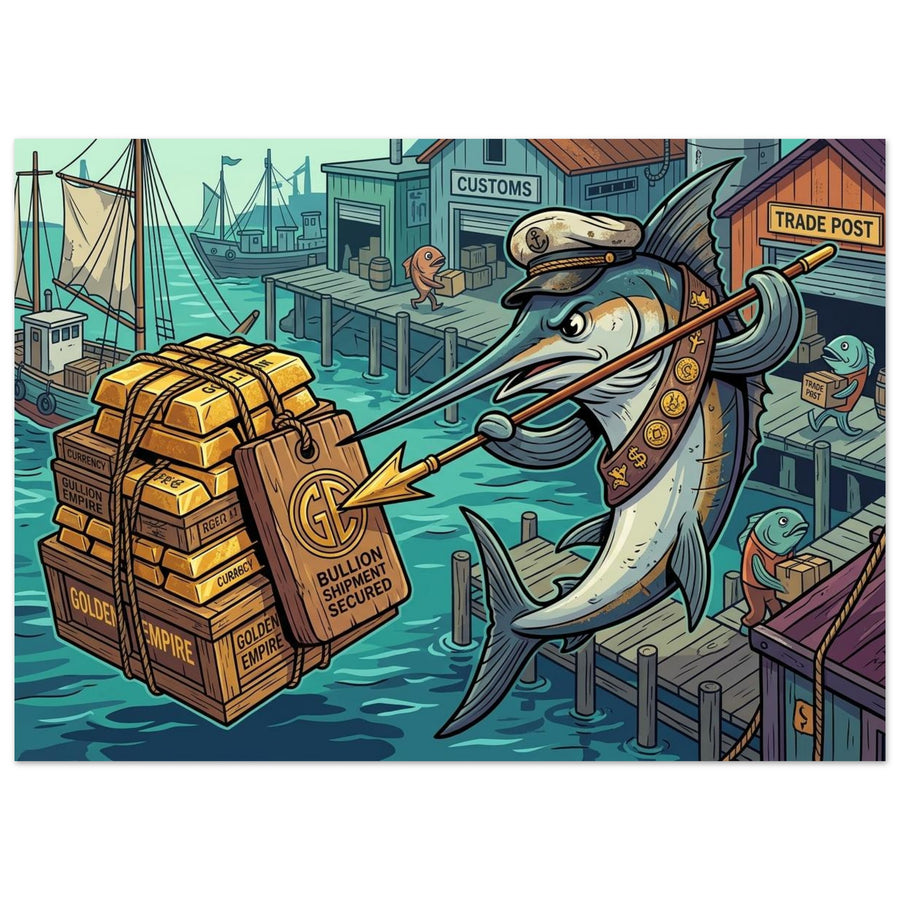 Swordfish Maritime Treasure Broker | Aluminium 50×70 cm (20×28 in) – Landscape — product image 1