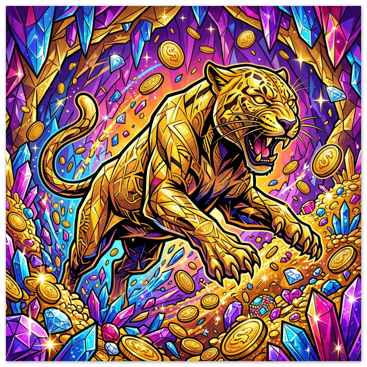 Golden Panther Vault | Foam 40×40 cm (16×16 in) – Square — product image 1